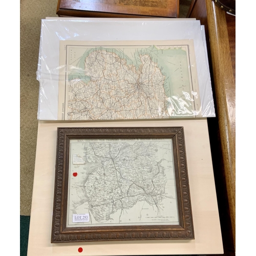 293 - FRAMED MAP SHOWING THE PROPOSED SOUTHPORT AND UXTON RAILWAY WITH VARIOUS OTHER RAILWAY RELATED MAPS