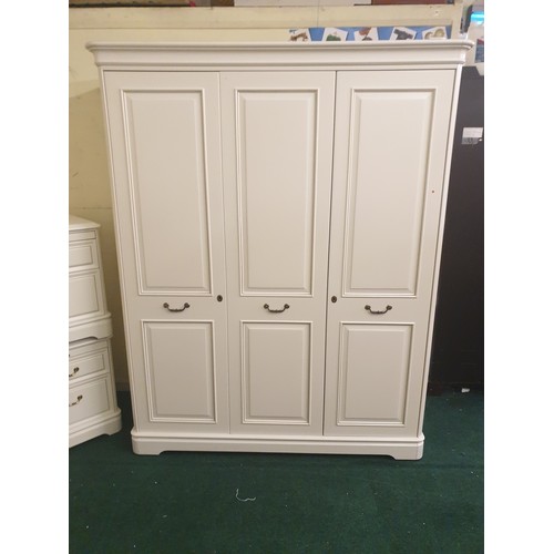 216 - OLYMPUS THREE DOOR WHITE WARDROBE APPROX 196CM X 160CM X 64CM