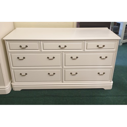 218 - OLYMPUS SEVEN DRAWER WHITE CHEST OF DRAWERS APPROX 145CM X 81CM X 48CM (TO MATCH PREVIOUS LOTS)