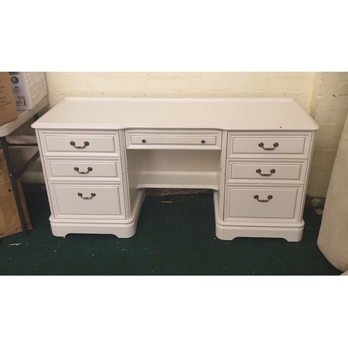 219 - OLYMPUS SEVEN DRAWER WHITE DRESSING TABLE WITH MIRROR