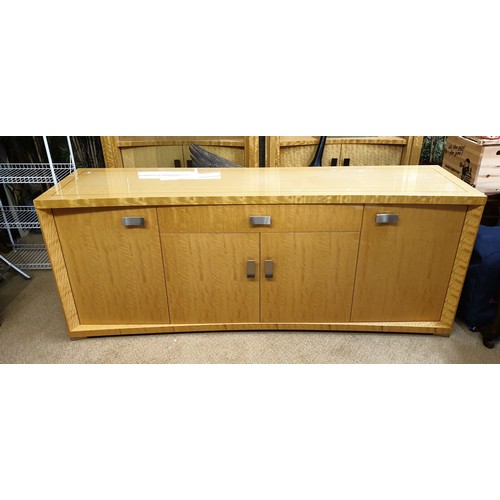 245 - GIORGIO COLLECTION BURR SATINWOOD ABD CHROME SIDEBOARD WITH ONE DRAWER AND FOUR CUPBOARDS APPROX 204... 