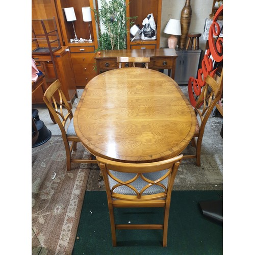 326 - BEVAN FUNELL EXTENDING DINING TABLE WITH FOUR MATCHING CHAIRS, TWO CARVERS, TWO DINING