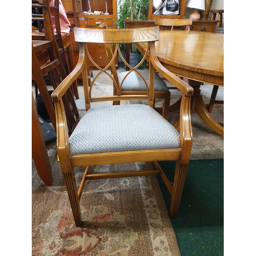 326 - BEVAN FUNELL EXTENDING DINING TABLE WITH FOUR MATCHING CHAIRS, TWO CARVERS, TWO DINING