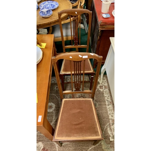 304 - A PAIR OF INLAID MAHOGANY EDWARDIAN BEDROOM CHAIRS