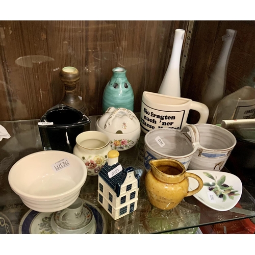 343 - X12 VARIOUS CERAMIC ITEMS INCL VASES, A MINTON COVER JAR, KLM HOUSE ETC.....