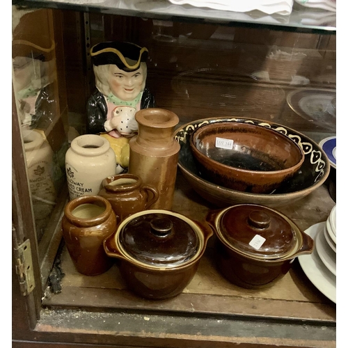 344 - VARIOUS STONEWARE BOWLS AND JUGS INC DENBY WARE AND OTHERS TOGETHER WITH A TOBY JUG