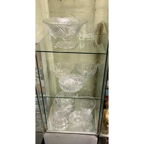 345 - X3 SHELVES OF LEAD CRYSTAL BOWLS, INCL FRUIT BOWLS ETC....