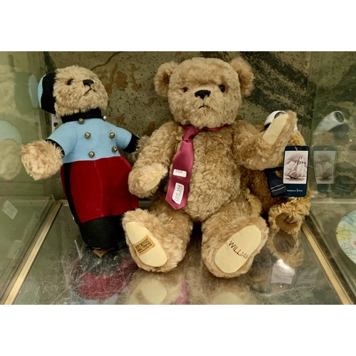 354 - X2 VINTAGE MERRY THOUGHT IRONBRIDGE SHROPSHIRE HAND MADE TEDDY BEARS, WILLIAM, AND LTD EDITION BELLH... 