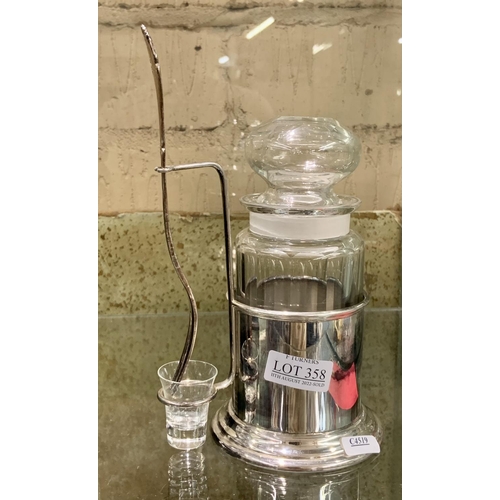 358 - UNUSUAL D&P PICKLE JAR WITH FORK AND DRIP CATCHER