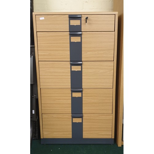 214 - DESIGN LINE RAILEX FIVE DRAWER FILING CABINET WITH KEY