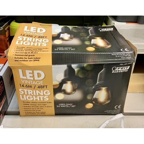 138 - BOXED FIT ELECTRIC LED VINTAGE STRING LIGHTS 14.6M LONG