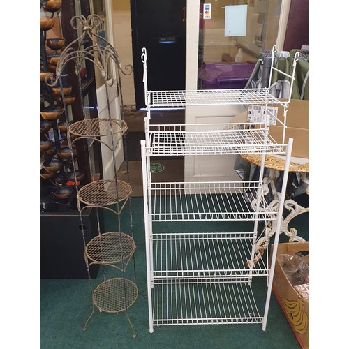 241 - FOUR TIER PLANT STAND WITH A FOUR TIER SHELVING RACK