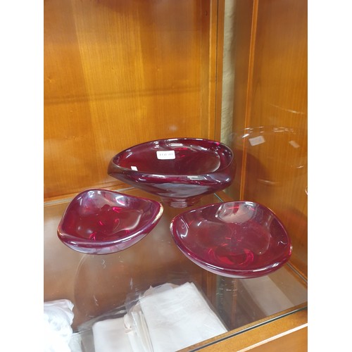 309 - 3X CRANBERRY GLASS BOWLS