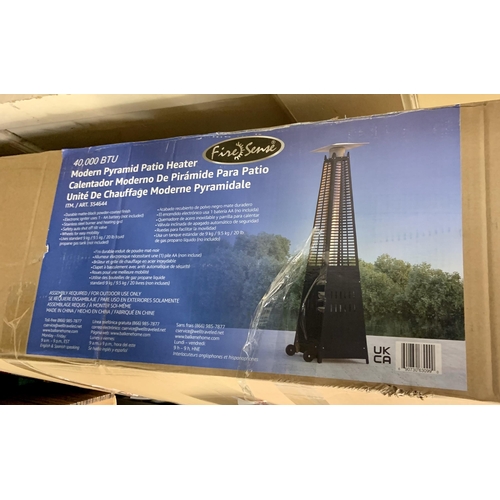 238 - BOXED FINE SENSE MODERN PYRAMID PATIO HEATER - MISSING GLASS TUBE