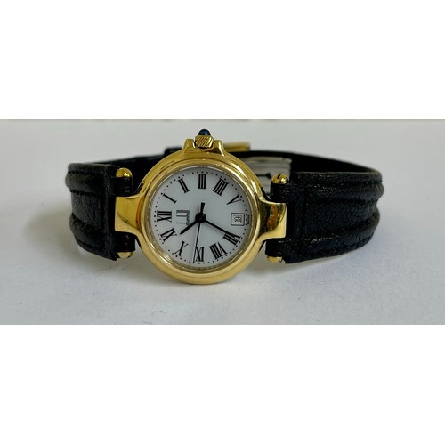 368 - DUNHILL LADIES ROMAN ELITE DATE QUARTZ WATCH - SERIAL NO. 32715 - RECENT SERVICE G.W.O.