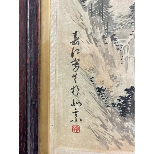 386 - Early 20th century Chinese watercolour on silk framed and glazed 36cm W 25cm L