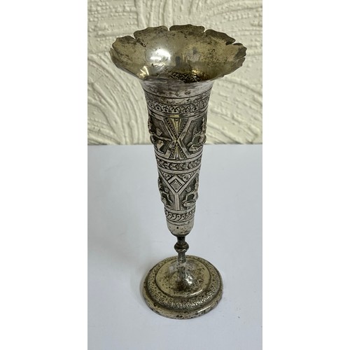 400 - 19TH CENTURY INDIAN SILVER METAL SPILL VASE, 16.5CM HIGH