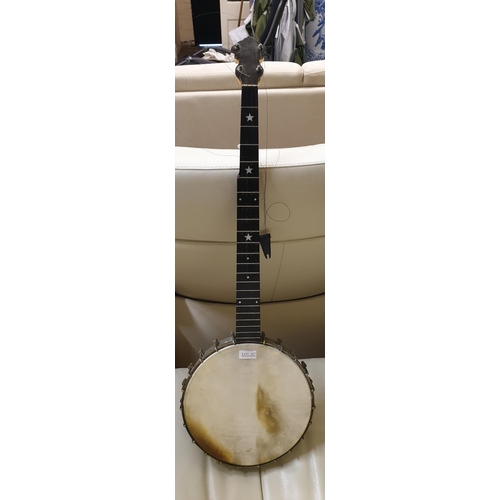 287 - A J E DALLAS VINTAGE FOUR STRING BANJO MARKED J E DALLAS 415/