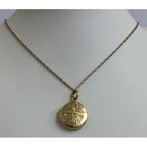 360 - 9CT GOLD LOCKET ON 9CT GOLD 18