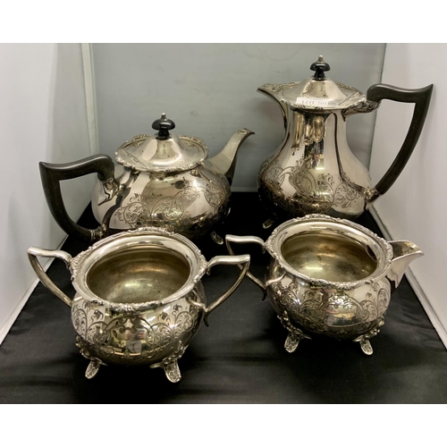 301 - A COOPER BROS. PLATED ROCOCCO TEA SET OF TEA POT, COFFEE POT, CREAM AND SUGAR