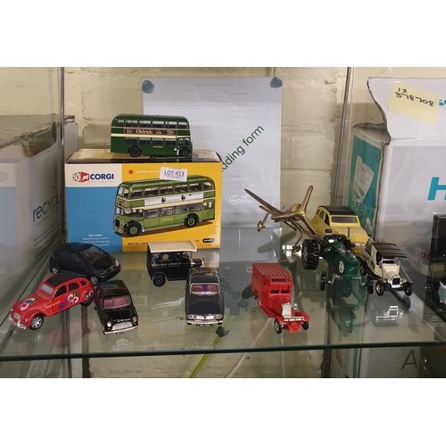 413 - VARIOUS MODEL CARS INCL A BOXED CORGI LIMITED EDITION BRISTOL LODEKKA FS5G LINCOLNSHIRE ROAD CAR IN ... 