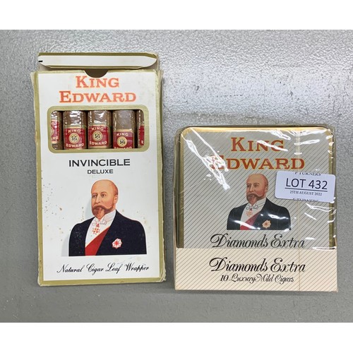 432 - PACKET OF 5 KING EDWARD INVINCIBLE DE LUXE CIGARS, 5 X TINS OF KING EDWARD DIAMONDS EXTRA MILD CIGAR... 