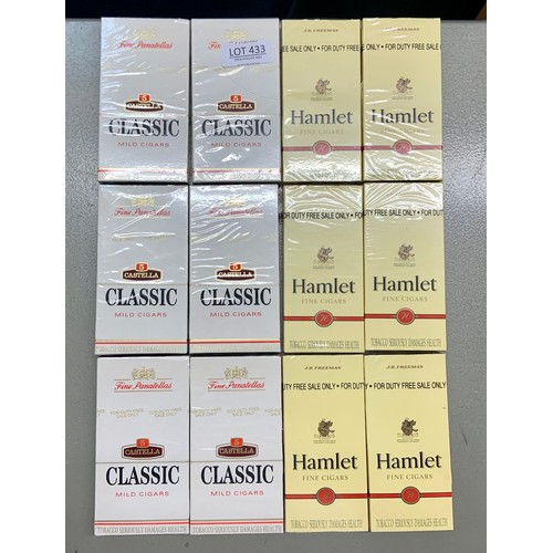 433 - 6 X PACKETS OF HAMLET CIGARS, 6 X PACKETS OF CASTELLA CIGARS