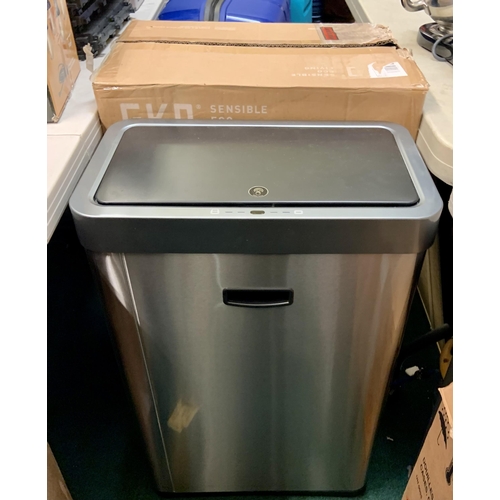 100 - BOXED EKO STAINLESS STEEL MIRAGE X SENSOR BIN - 80L - SLIGHT DENT