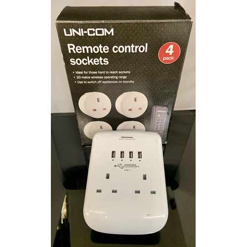 19 - BOXED UNI-COM R/C SOCKETS TOGETHER WITH A DUAL SOCKET/USB ADAPTER