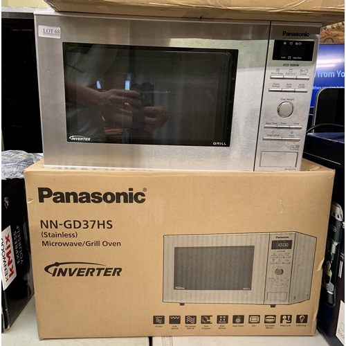 68 - BOXED PANASONIC STAINLESS STEEL MICROWAVE/INVERTER OVEN - NN-GD37HSBPQ