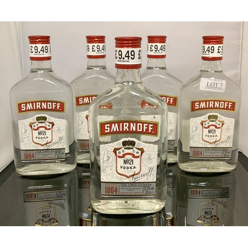 7 - 5 X 350ML BOTTLES OF SMIRNHOFF VODKA