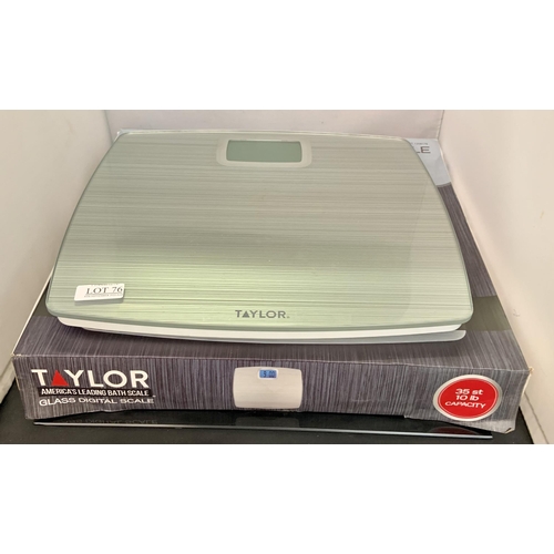 76 - BOXED TAYLOR GLASS DIGITAL BATHROOM SCALE