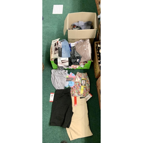 118 - 2 X BOXES OF MIXED CLOTHING - GENTS/LADIES INC. DKNY JEANS, ELLEN REYES, KIRKLAND SIGNATURE, SKECHER... 