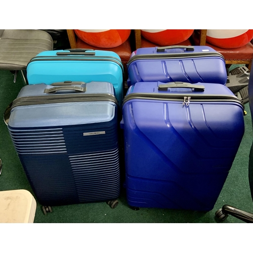 128 - 4 X LARGE HARD SHELL SUITCASES - AMERICAN TOURISTER/SAMSONITE - VARIOUS FAULTS - ZIP FAULTS/HANDLE F... 