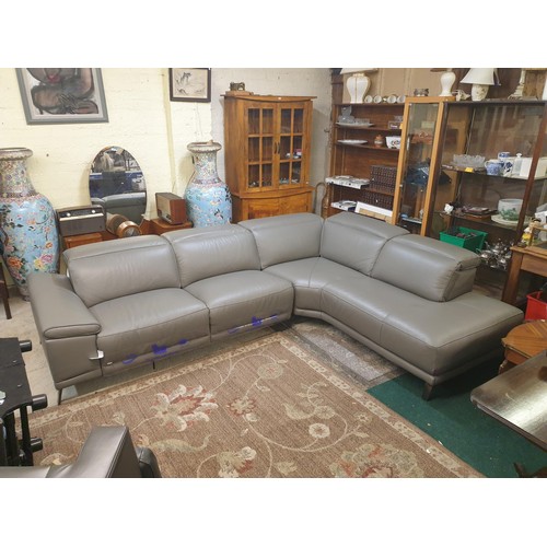 191 - Gilman Creek Rachel Grey Leather Power Reclining Sectional Sofa -  2 power recliners with power head... 