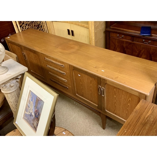 234 - G-PLAN LONG JOHN SIDEBOARD OF FOUR DRAWERS AND FOUR CUPBOARDS WITH CUTLERY DRAWER - APPROX 213CM X 8... 