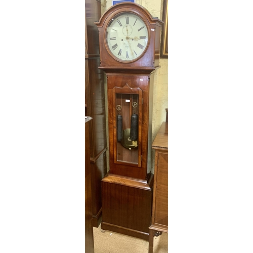 273 - A 19TH C. IRISH MAHOGANY LONGCASE CLOCK BY HILLYARD, DUBLIN.  WITH AN EIGHT-DAY RACK STRIKE-ON-GONG ... 