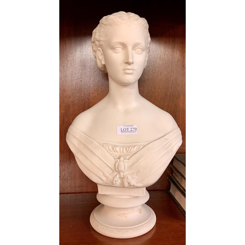 279 - A PARIAN WARE BUST BY MARY THORNYCROFT OF PRINCESS ALEXANDRA, FOR THE ART UNION OF LONDON, SIGNED TO... 