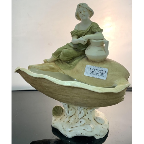 422 - ROYAL DUX FIGURINE OF A GRIL SITTING ON A SHELL