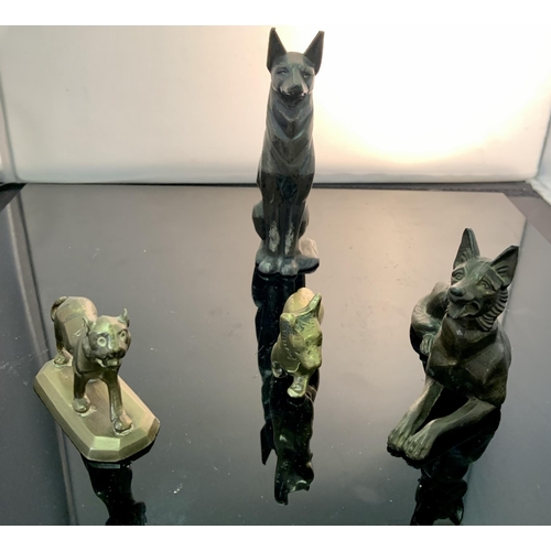 432 - X4 VINTAGE METAL DOG FIGURINES