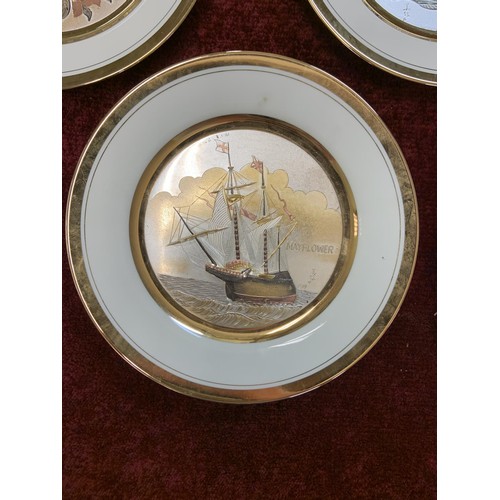 311A - 5 X CHOKIN DECORATIVE PLATES, INC. THE MAYFLOWER, ETC.  ALL WITH INSCRIPTIONS TO REAR