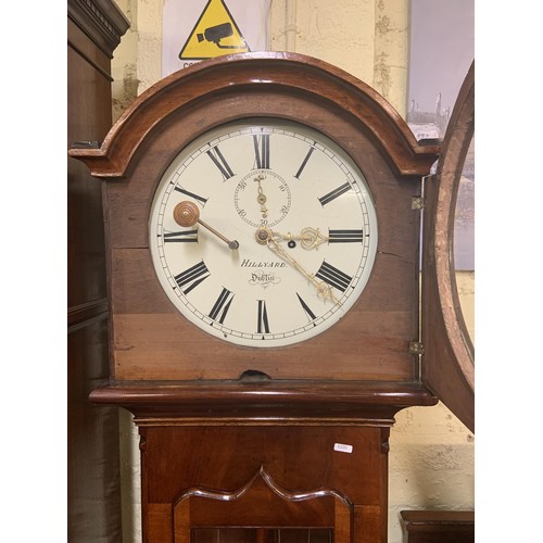 273 - A 19TH C. IRISH MAHOGANY LONGCASE CLOCK BY HILLYARD, DUBLIN.  WITH AN EIGHT-DAY RACK STRIKE-ON-GONG ... 