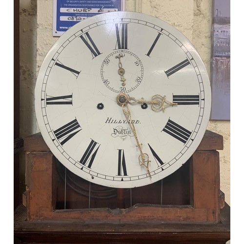 273 - A 19TH C. IRISH MAHOGANY LONGCASE CLOCK BY HILLYARD, DUBLIN.  WITH AN EIGHT-DAY RACK STRIKE-ON-GONG ... 