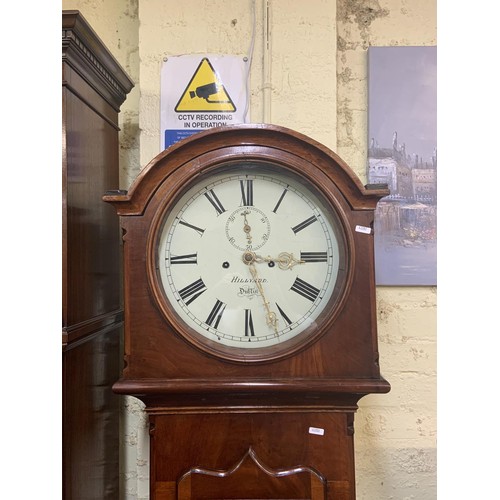 273 - A 19TH C. IRISH MAHOGANY LONGCASE CLOCK BY HILLYARD, DUBLIN.  WITH AN EIGHT-DAY RACK STRIKE-ON-GONG ... 