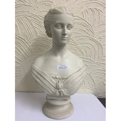 279 - A PARIAN WARE BUST BY MARY THORNYCROFT OF PRINCESS ALEXANDRA, FOR THE ART UNION OF LONDON, SIGNED TO... 