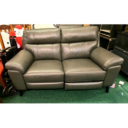 192 - GRACE GREY LEATHER 2.5 SEAT POWER RECLINER - USB CHARGER