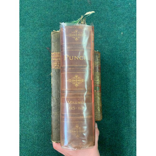 303 - THREE VOLUMES INCL, PUNCH VOL 85 1883-1885, THE BRITTANIC MAGAZINE VOL 2 PRINTED FOR THE AUTHOR AND ... 