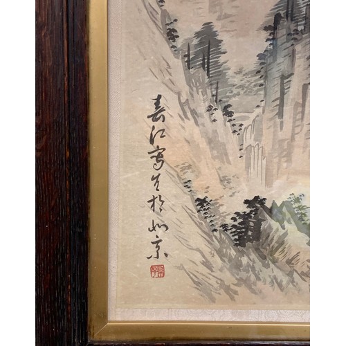 325 - Early 20th century Chinese watercolour on silk framed and glazed 36cm W 25cm L