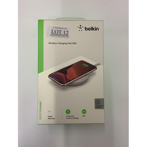 12 - BOXED BELKIN WIRELESS CHARGING PAD 10W - FAST WIRELESS CHARGING