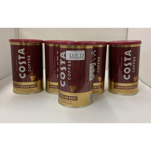 13 - SET OF 5 COSTA COFFEE 100G SMOOTH MEDIUM ROAST INSTANT COFFEE